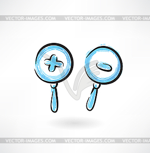 Zoom magnifying grunge icon - vector clipart