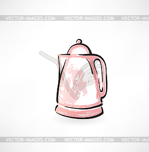 Electric kettle grunge icon - vector clipart