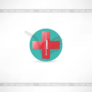 Medical syringe and cross - vector clipart