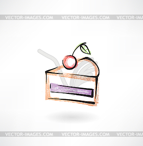 Piece of cake grunge icon - vector image