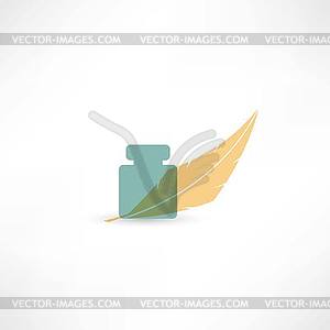 Feather and ink icon - vector clipart