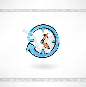 24 hours grunge icon - vector clipart