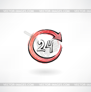 24 hours grunge icon - vector clip art