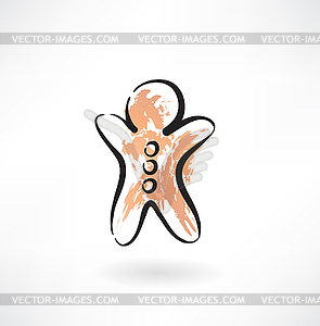 Gingerbread man grunge icon - vector clip art