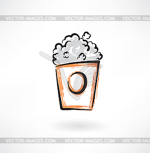 Popcorn grunge icon - vector image