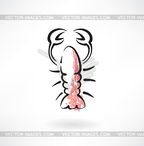 Lobster grunge icon - vector clipart