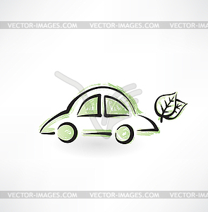 Eco car grunge icon - vector clipart / vector image