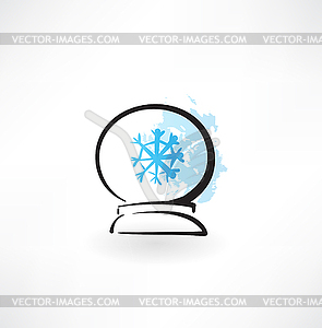 Glass orb grunge icon - vector image