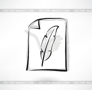 Feather grunge icon - vector clip art