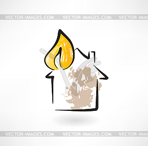 House fire grunge icon - royalty-free vector clipart