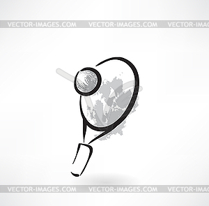 Tennis racket grunge icon - vector clipart