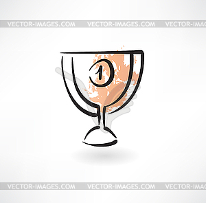 Goblet first place grunge icon - vector image