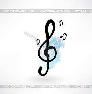 Treble clef grunge icon - vector clip art