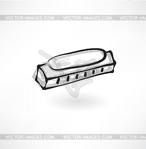 Harmonica grunge icon - vector image