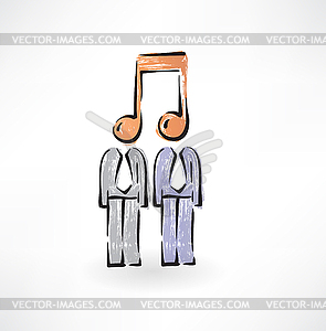 Music heads grunge icon - vector image