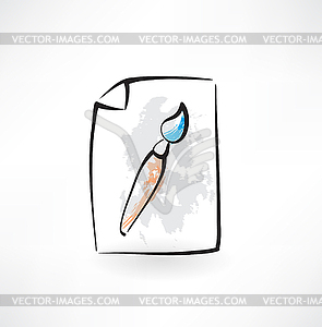 Paint brush grunge icon - vector clip art
