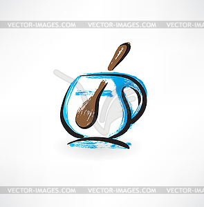 Cup and spoon grunge icon - vector EPS clipart