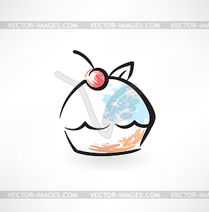 Cake grunge icon - vector image