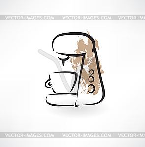 Coffee maker grunge icon - vector image