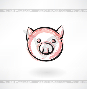 Pig grunge icon - vector image