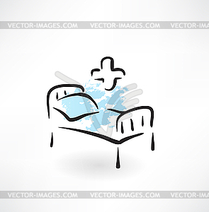 Medical bed grunge icon - vector clipart