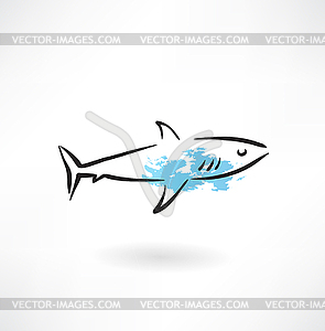 Shark grunge icon - vector EPS clipart