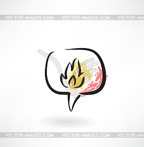 Flame grunge icon - vector image