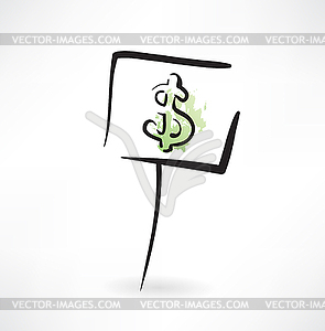 Dollar grunge icon - stock vector clipart