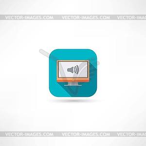 Volume on tv icon - vector image