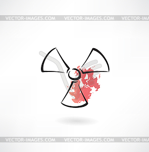 Radiation sign grunge icon - vector image