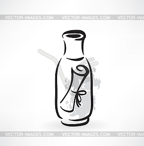 Message in bottle grunge icon - vector clipart