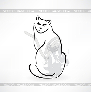 Cat grunge icon - vector image