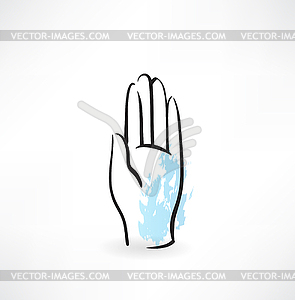 Hand palm grunge icon - vector clipart