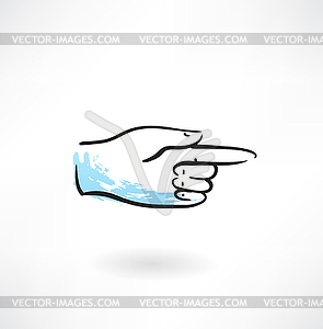 Finger pointer grunge icon - vector image