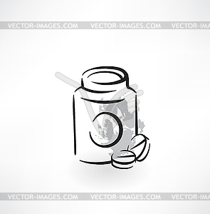 Pills grunge icon - vector image