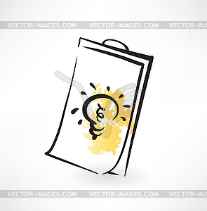 Medical record with bulb grunge icon - vector clip art