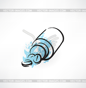 Pills grunge icon - vector image