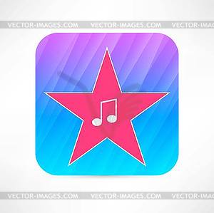 Music note in star icon - vector clip art