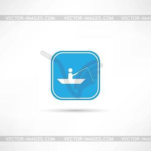 Man in boat icon - vector clipart