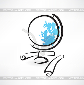Глобус значок гранж - векторизованное изображение