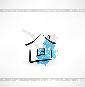 House grunge icon - vector clipart / vector image