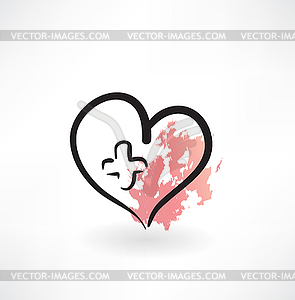 Medicine heart grunge icon - vector clipart