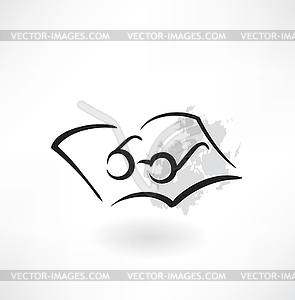 Glasses and notebook grunge icon - vector clipart