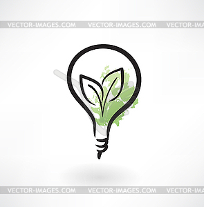 Eco bulb grunge icon - vector image