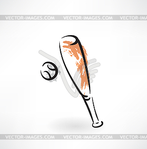Baseball-bat grunge icon - vector image