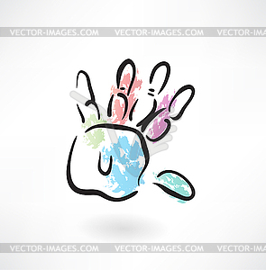 Print of palm grunge icon - vector image