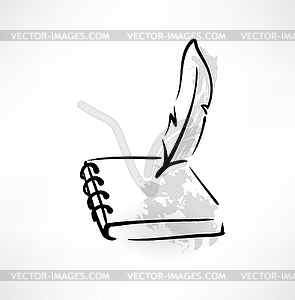 Feather and paper grunge icon - white & black vector clipart