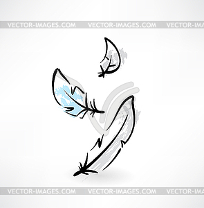 Feather grunge icon - vector clip art