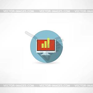 Chart on display icon - color vector clipart