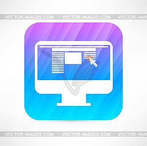 Working on pc icon - stock vector clipart